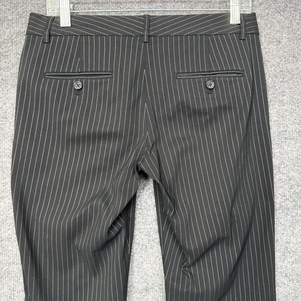 Express Design Studio Editor Pants Women 4R Black Pinstripe Flare Leg Workwear - Picture 13 of 14